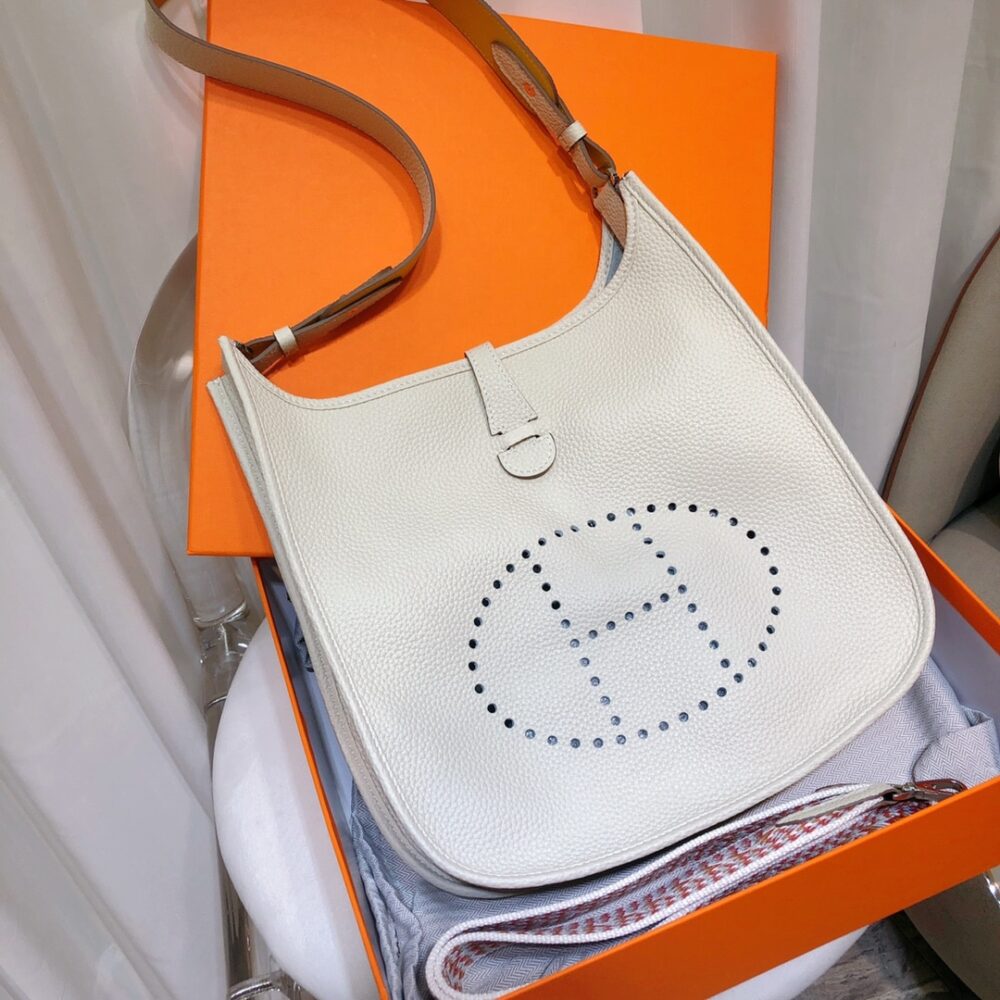Alternative view of Hermes Evelyne 29 Clemence White 25cm