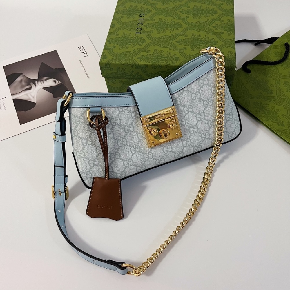Alternative view of Gucci Padlock Small Shoulder Bag GG Supreme Dusty Blue 27Cm 811705 FAD3R 8744