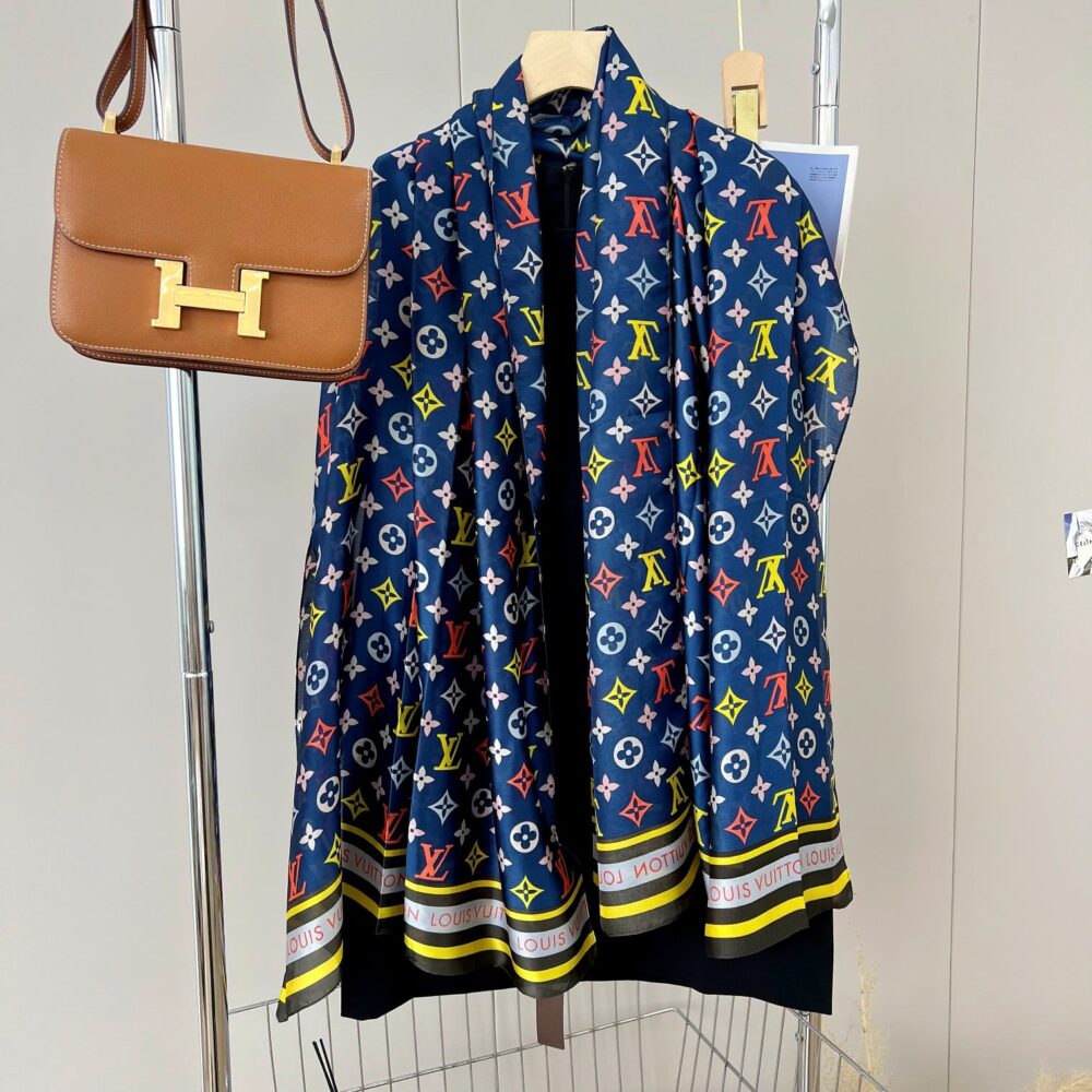 Alternative view of Louis Vuitton Colorful Monogram Scarf Blue 180Cm