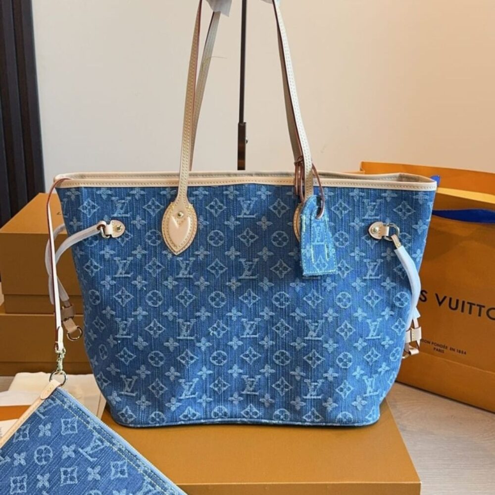 Alternative view of Louis Vuitton Neverfull MM Bag Denim Blue 31Cm M13192