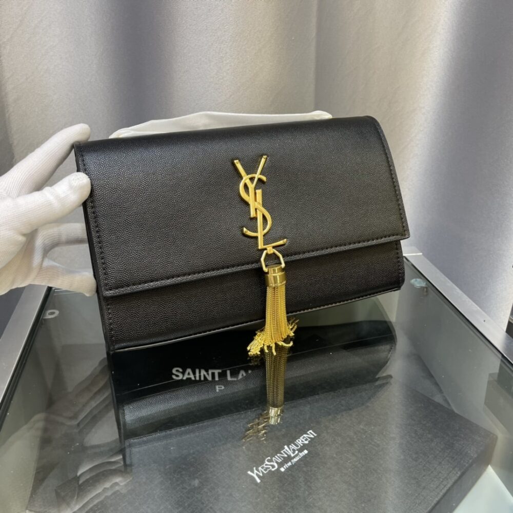 Alternative view of Saint Laurent Kate Medium Chain Bag With Tassel In Grain De Poudre Black 24Cm 354119BOW0J1000