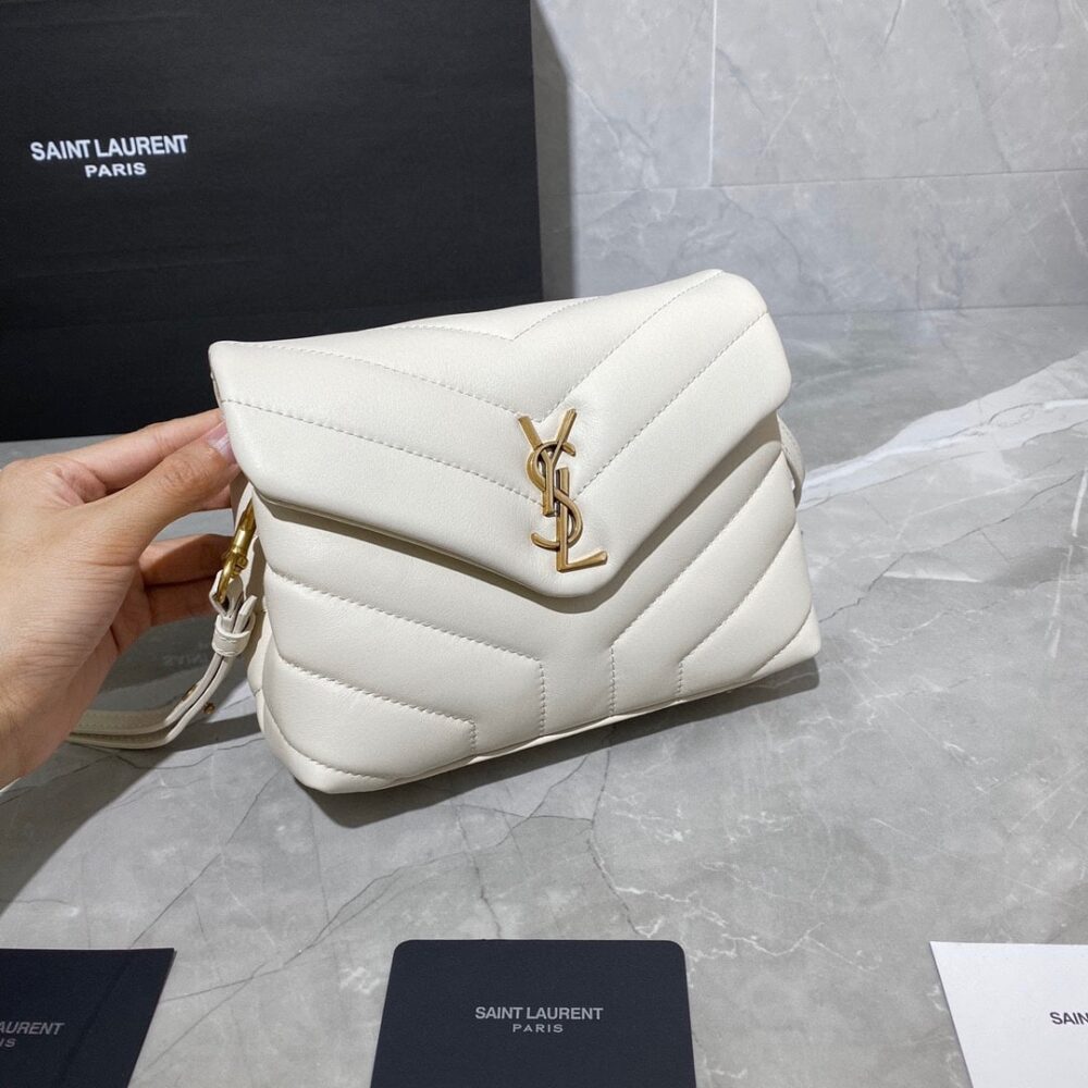 Alternative view of Saint Laurent Loulou Toy Strap Bag In Quilted Y White 20Cm