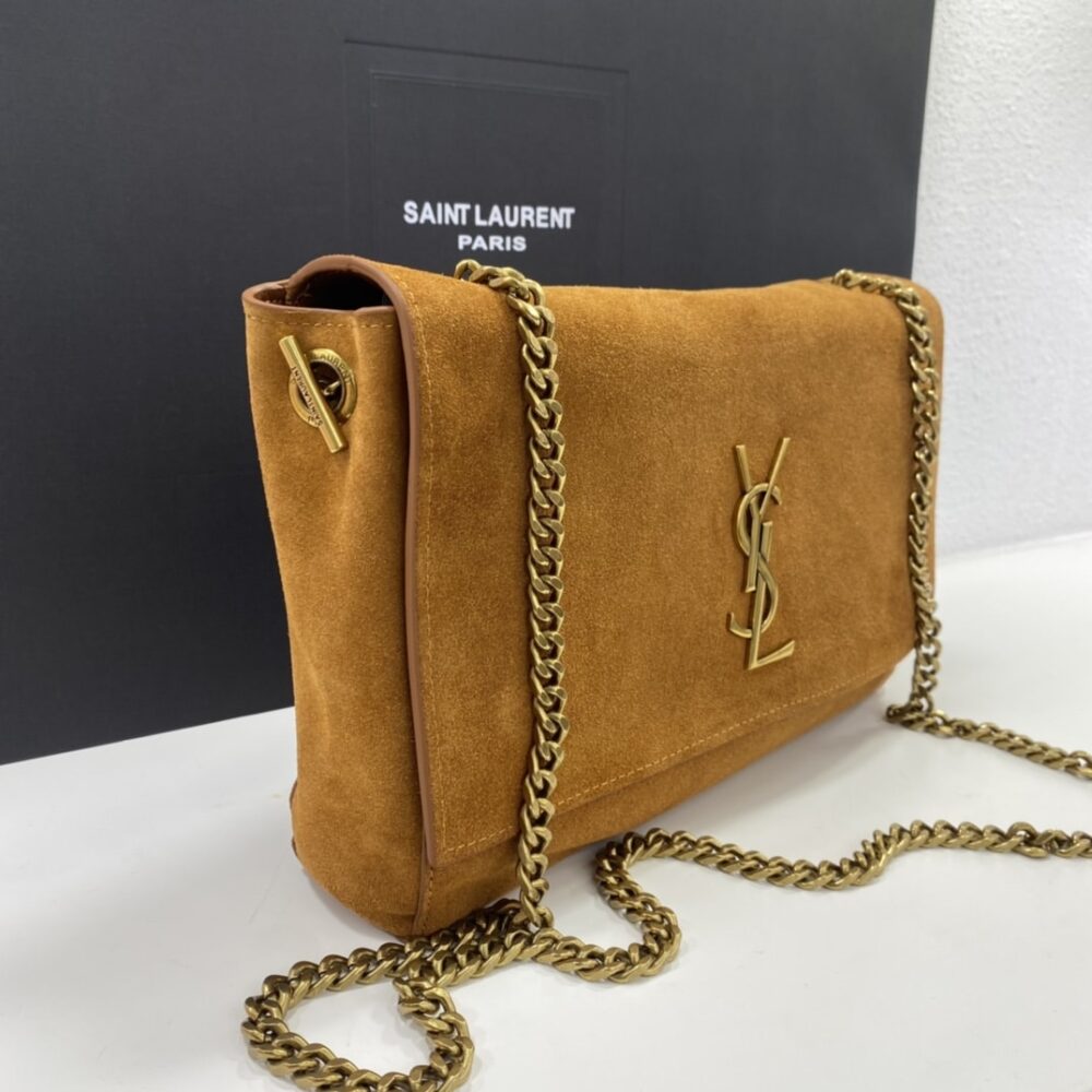 Alternative view of Saint Laurent Kate Medium Reversible Chain Bag In Suede Tan 28Cm