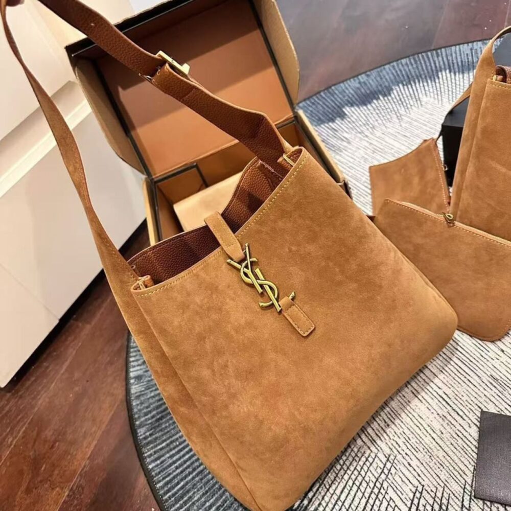 Alternative view of Saint Laurent Le 5 A 7 Supple In Suede Golden Brown 24Cm