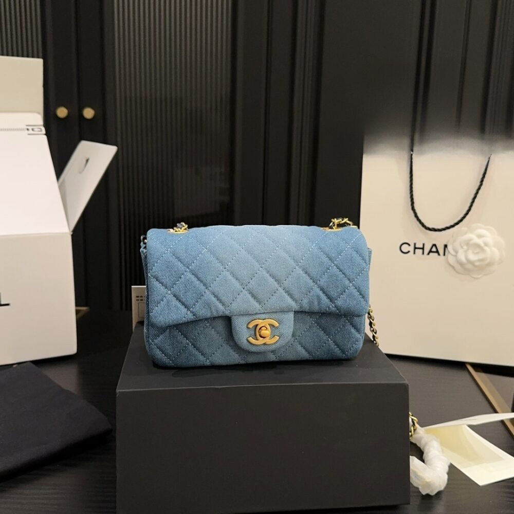 Alternative view of Chanel Classic Handbag Washed Denim And Gold Tone Metal Blue 19Cm A01112 B16747 NX158
