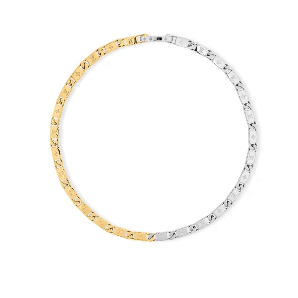 Louis Vuitton Monogram Tied Up Necklace Gold And Silver
