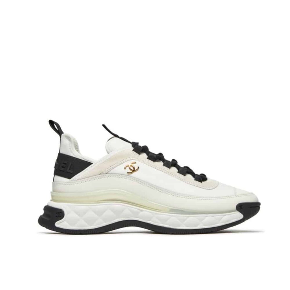 Chanel Velvet Sneakers Ivory And Black G35617