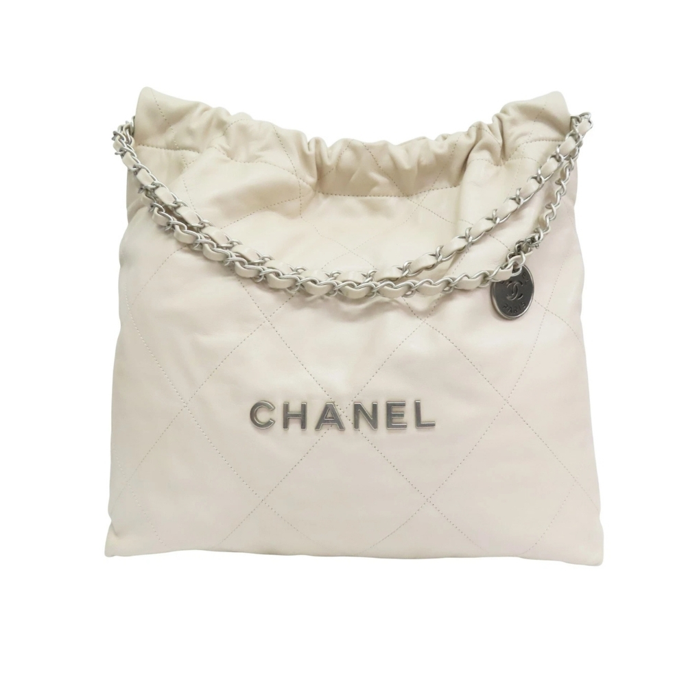 Chanel 22 Handbag White With Silver 42Cm AS3261