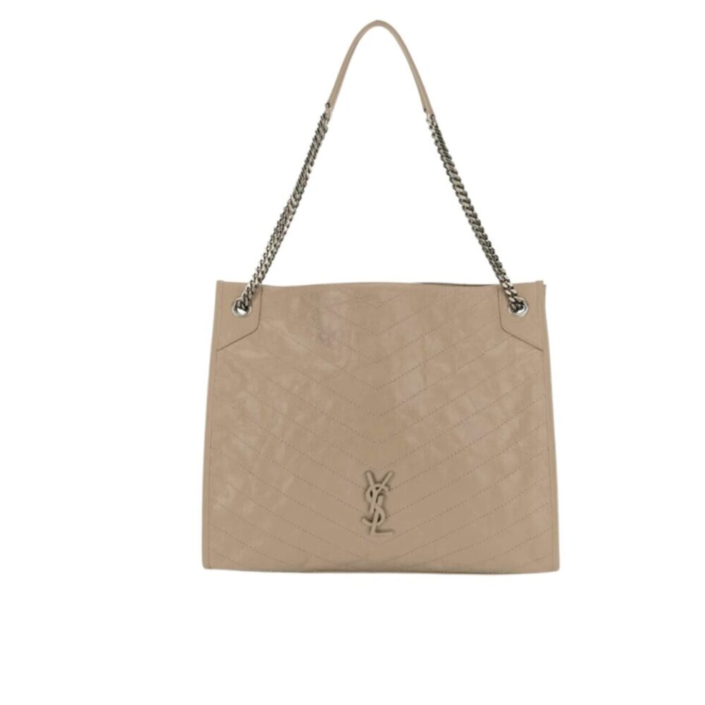 Saint Laurent Niki Crinkled Effect Shopping Tote Bag Khaki 35Cm