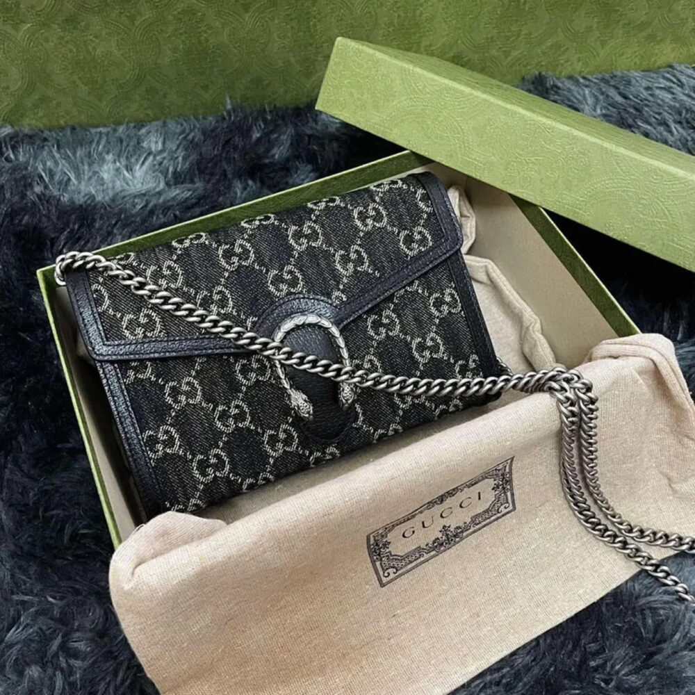 Alternative view of Gucci Dionysus Small GG Shoulder Bag Black And Ivory 25Cm 499623 UN3BN 1274