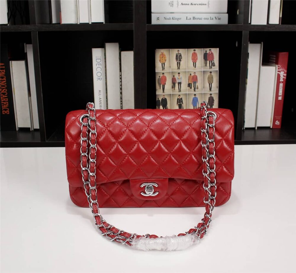 Alternative view of Chanel Medium Classic Double Flap Red Silver Hardware 25.5Cm