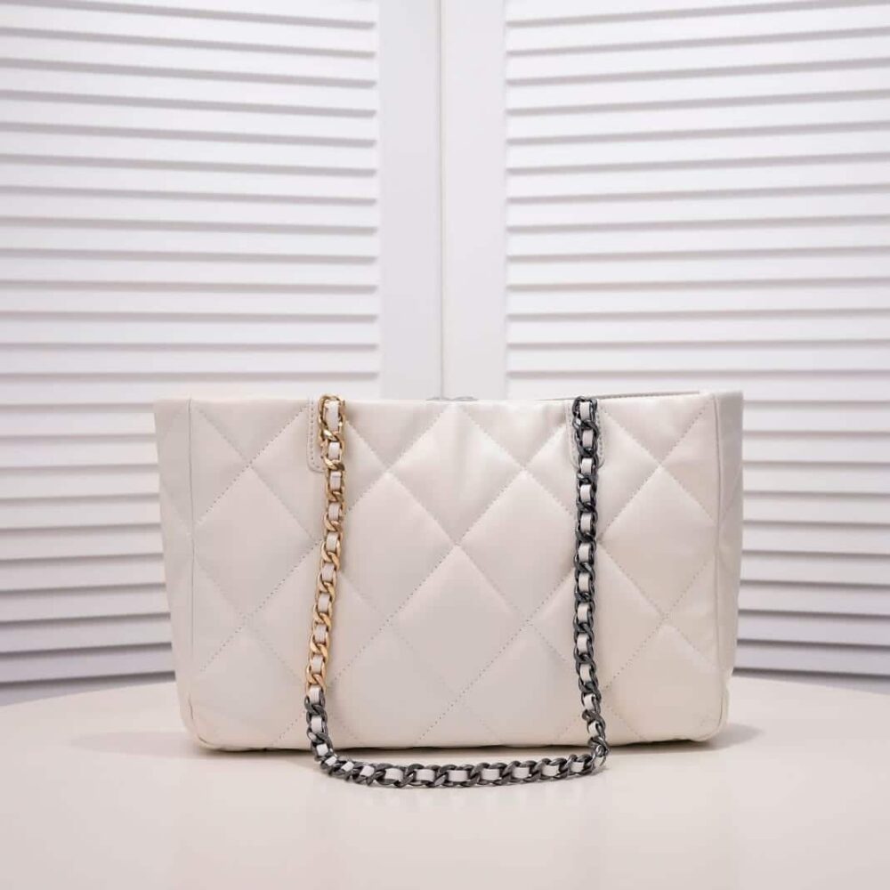 Alternative view of Chanel Quilted 19 East West Shopping Bag White 41Cm