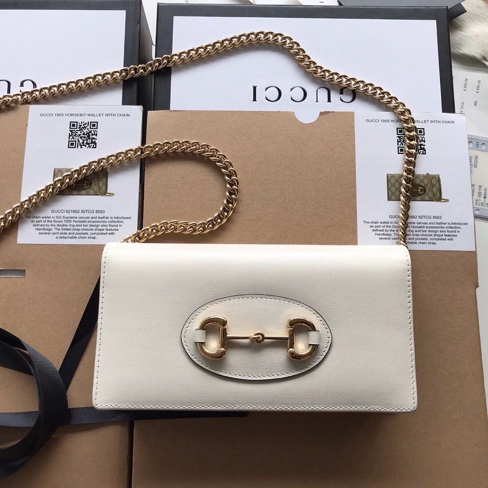 Alternative view of Gucci Horsebit 1955 Wallet With Chain White 20Cm 621892 0YK0G 9022