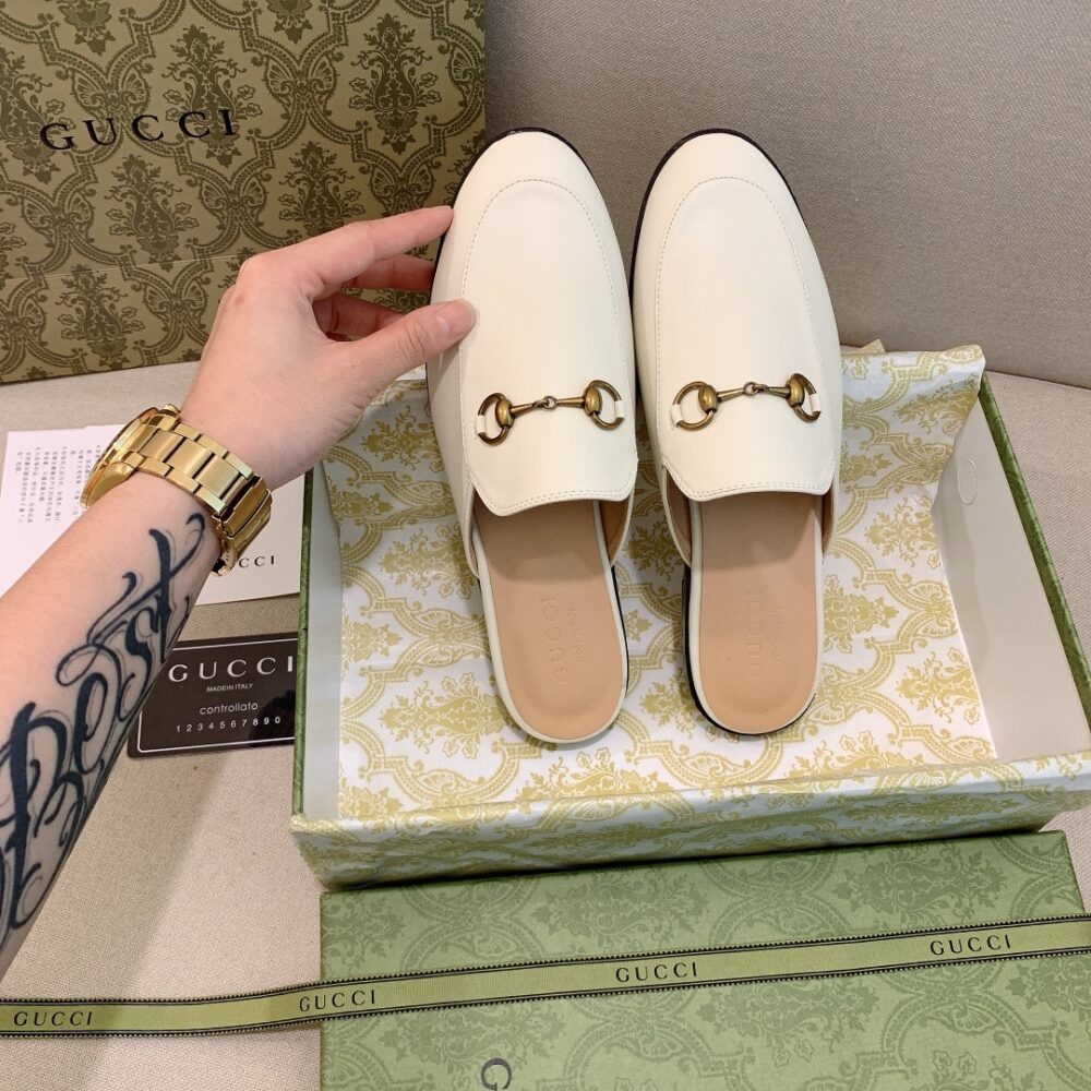 Alternative view of Gucci Princetown Leather Slipper White 423513 C9D00 9022