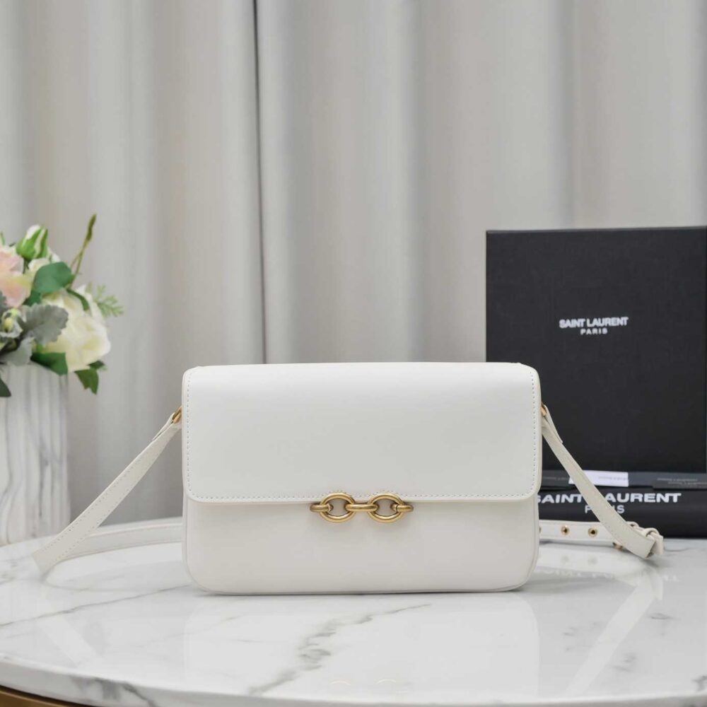 Alternative view of Saint Laurent Le Maillon Satchel Smooth Blanc Vintage 24Cm 6497952R20W9207