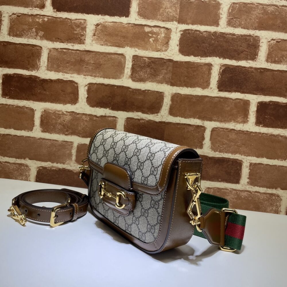 Alternative view of Gucci Horsebit 1955 Mini Bag Beige And Ebony Supreme Canvas 20Cm 658574 HUHHG 8565