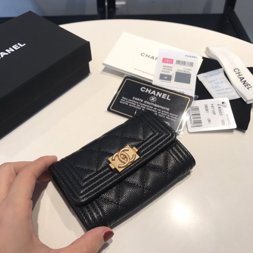 Alternative view of Chanel Boy Flap Card Holder Black 11Cm A80603 Y07659 94305
