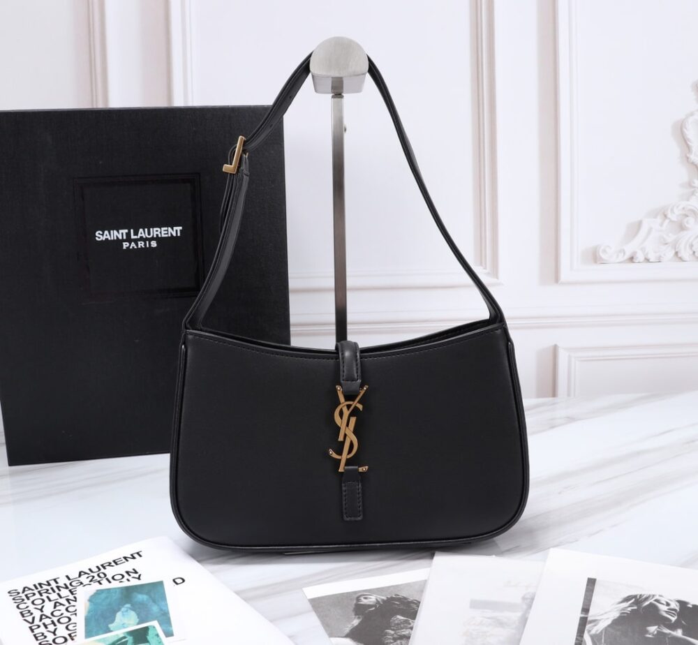 Alternative view of Saint Laurent Le 5 À 7 Hobo Bag In Smooth Black Gold 23Cm 6572282R20W1000