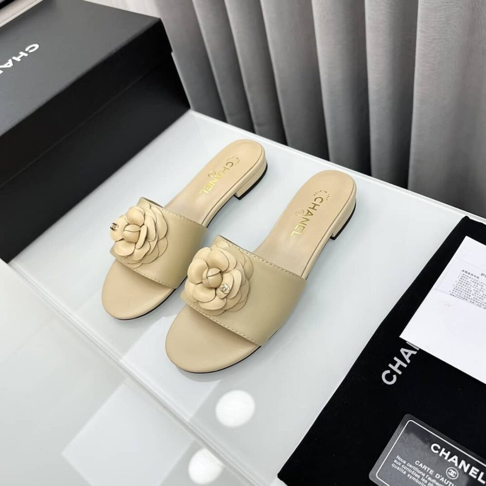 Alternative view of Chanel Camellia Slides Beige
