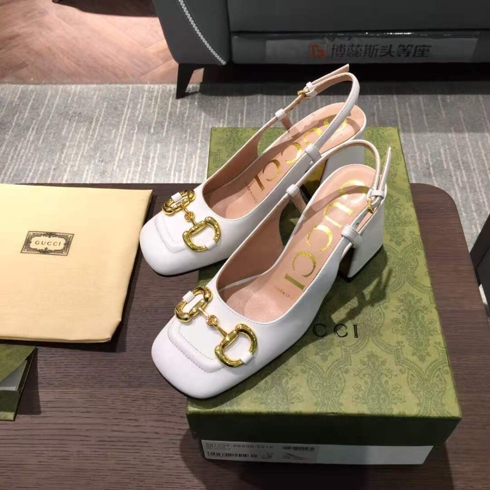 Alternative view of Gucci Women’S Mid Heel Slingback With Horsebit White ‎643892 C9D00 9022