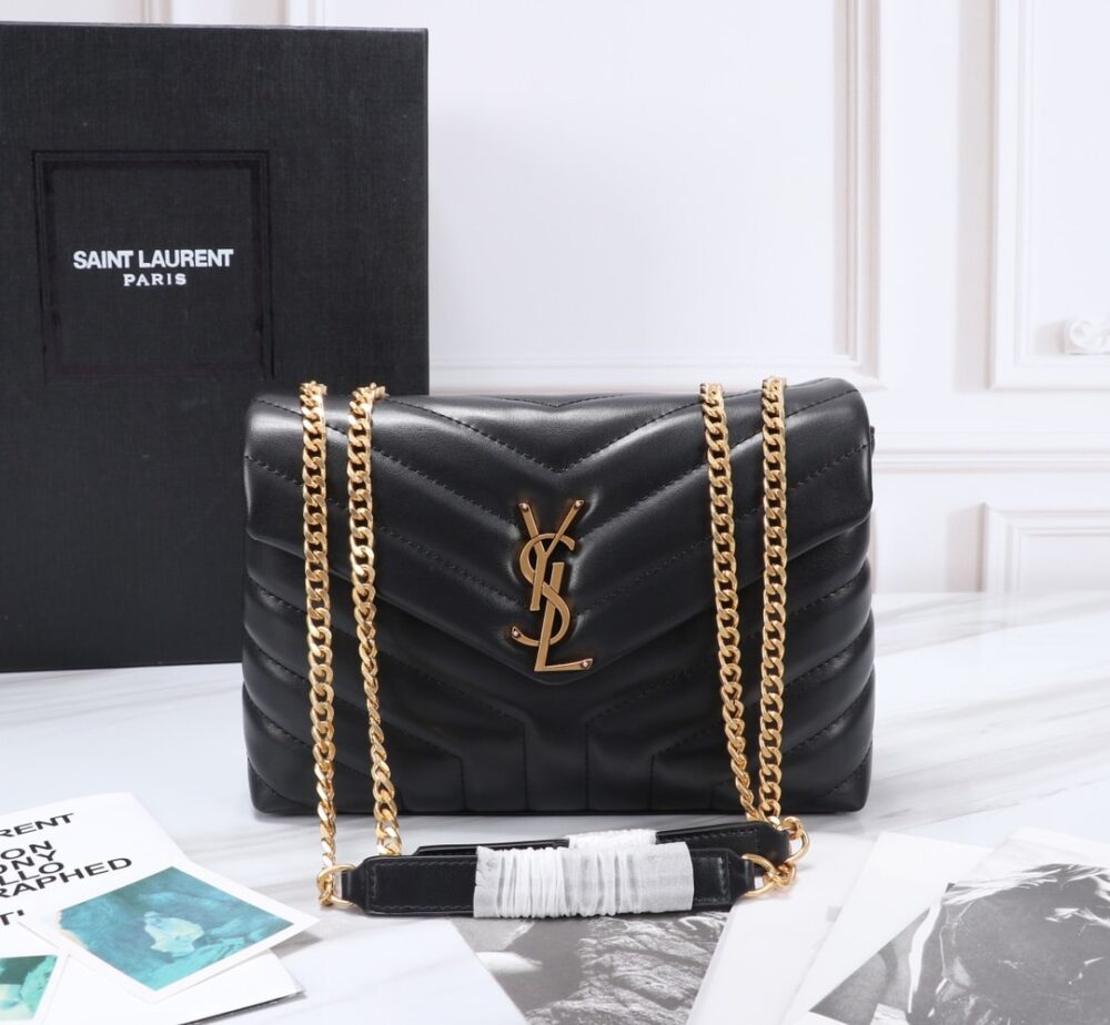 Alternative view of Saint Laurent Loulou Small Chain Bag In Matelassé Y Black Gold 23Cm 494699DV7271000
