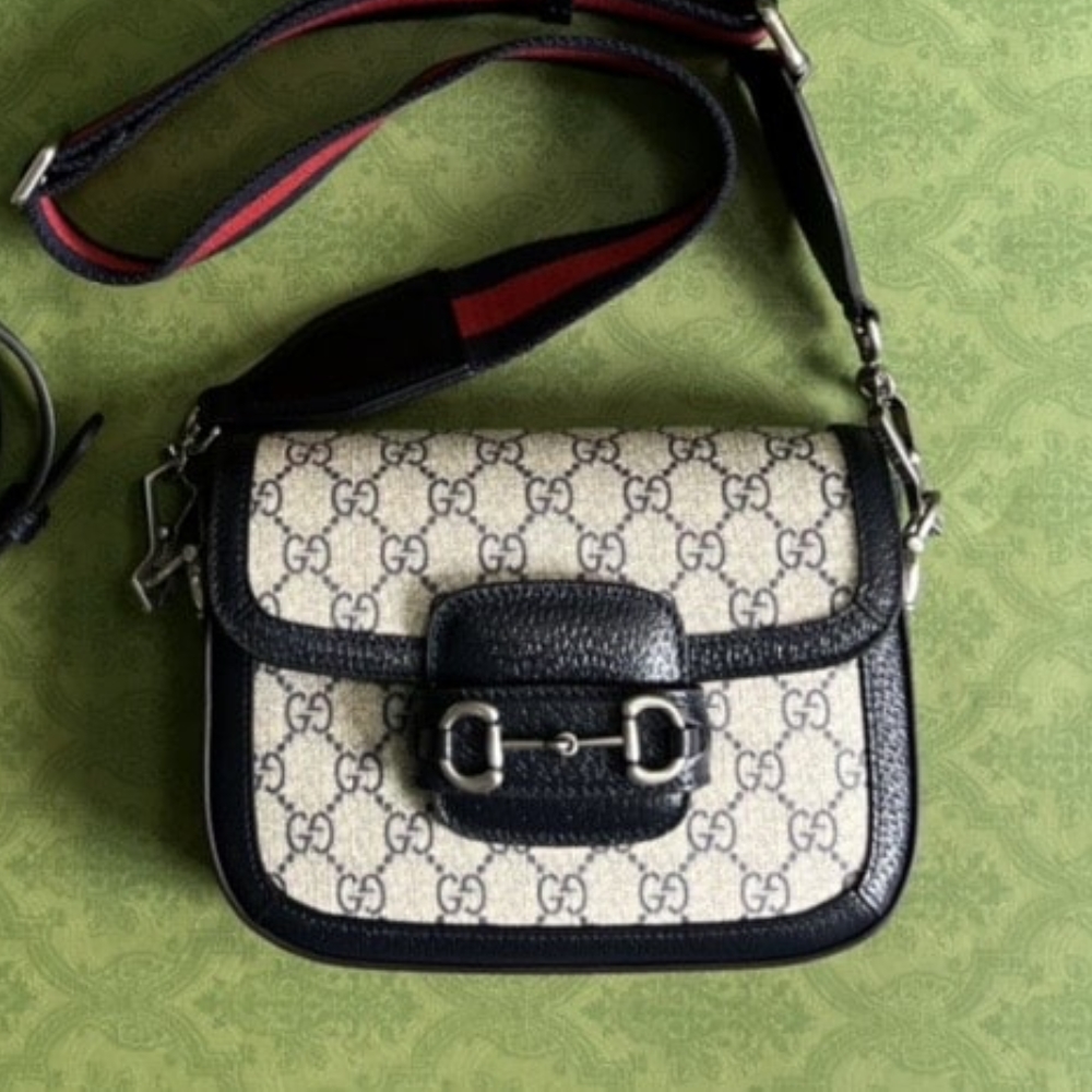 Alternative view of Gucci Horsebit 1955 Mini Bag Beige And Blue 20Cm 658574 96IWN 4076