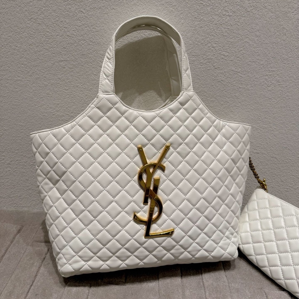 Alternative view of Saint Laurent Icare Shopping Bag In Quilted White 40Cm