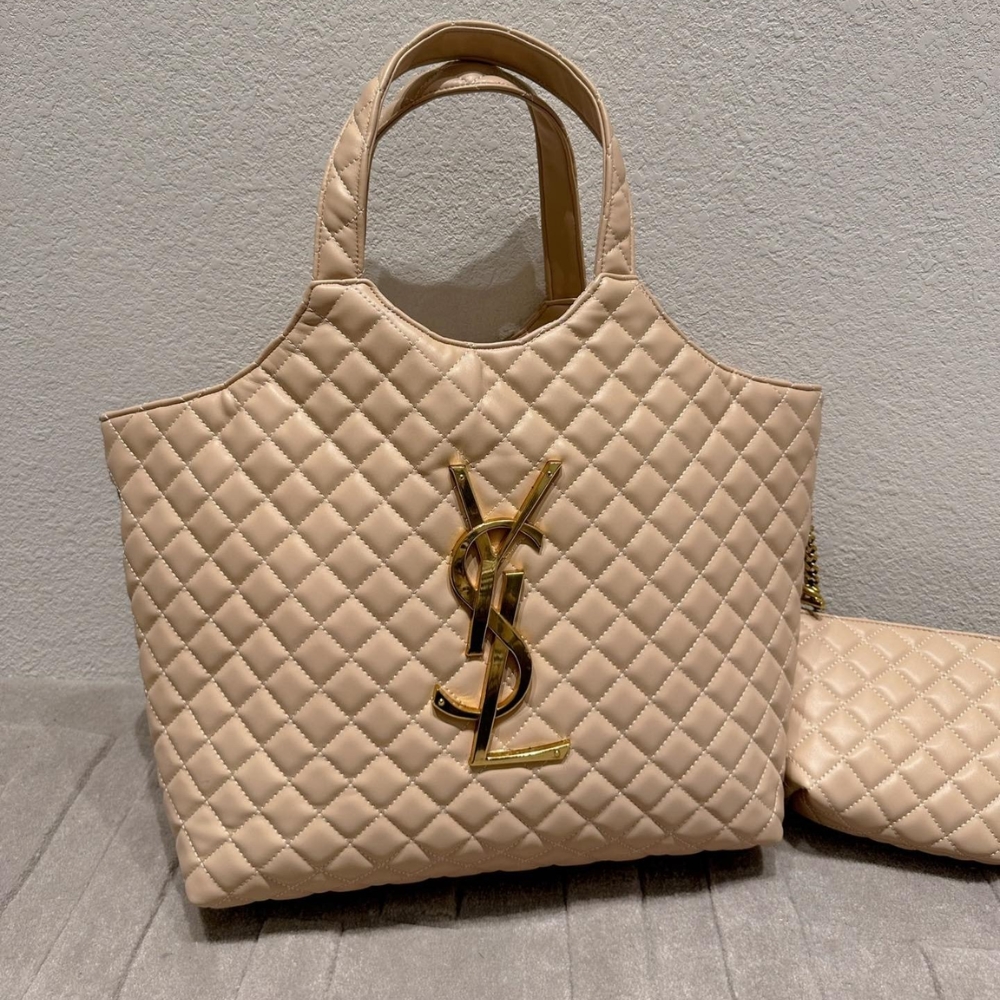 Alternative view of Saint Laurent Icare Shopping Bag In Quilted Beige 40Cm
