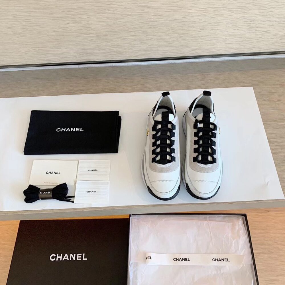 Alternative view of Chanel Velvet Sneakers Ivory And Black G35617