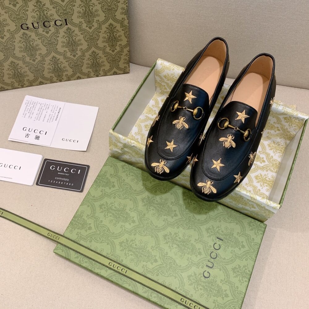 Alternative view of Gucci Jordaan Embroidered Leather Loafer Black 505281 D3V00 1000