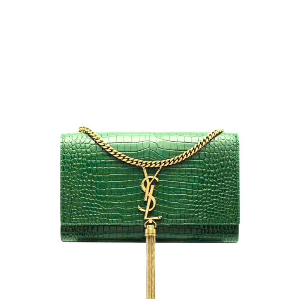 Saint Laurent Kate Tassel Medium With Gold Hardware Green 22Cm