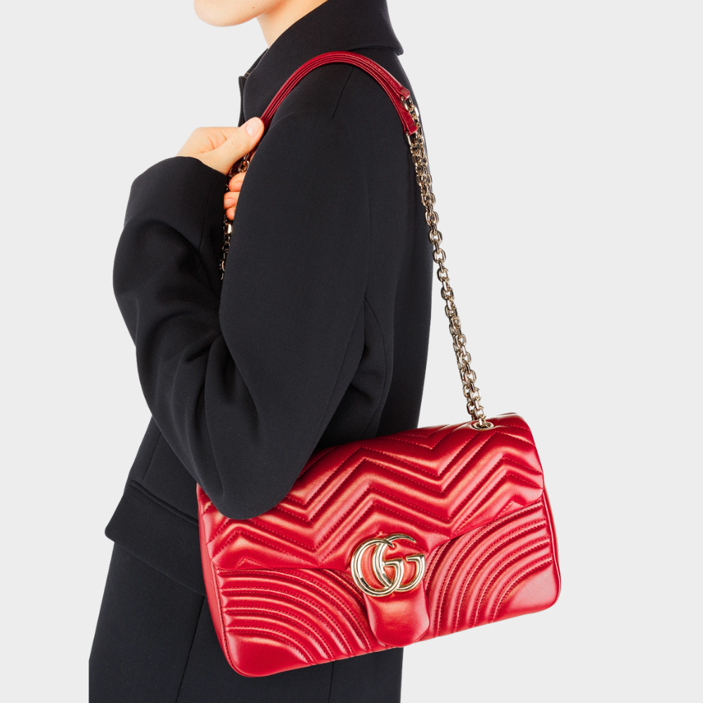 Alternative view of Gucci GG Marmont Medium Shoulder Bag Red 26Cm 443496 AABZC 6832