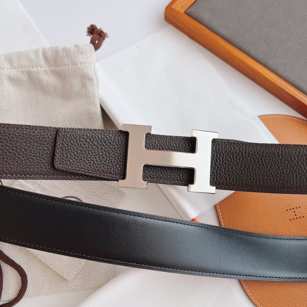Alternative view of Hermes Belt Togo Swift Silver Buckle Brown 38Mm