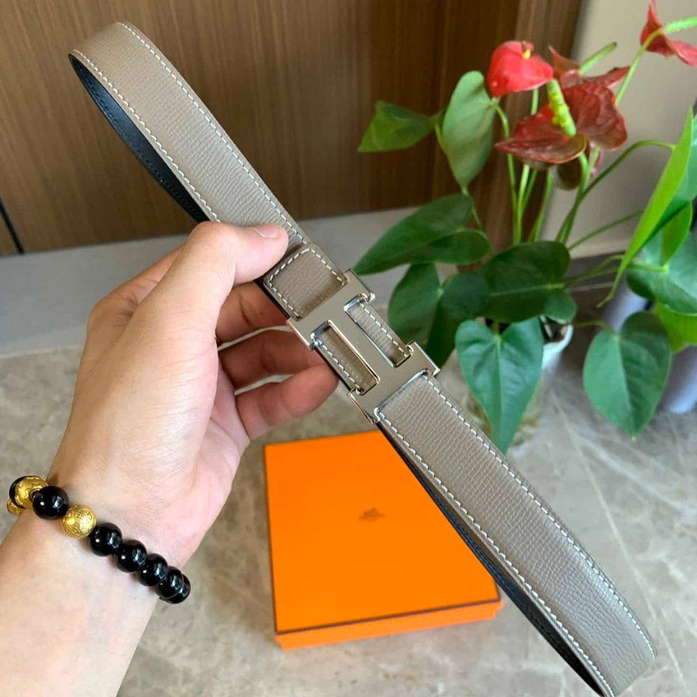 Alternative view of Hermes Mini H Belt Buckle And Reversible Leather Strap Silver Grey 24Mm H079645CK05