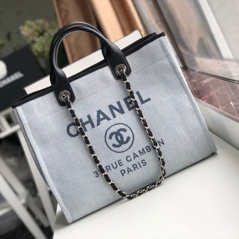 Alternative view of Chanel Deauville Tote White Gray 38cm A66941