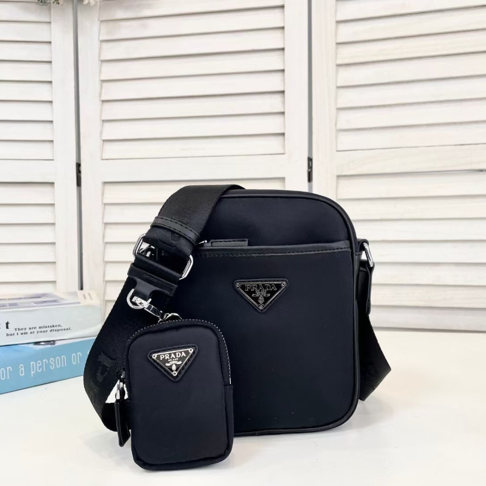 Alternative view of Prada Re Nylon And Saffiano Leather Shoulder Bag Black 20Cm 2VH112 2DMH F0002 V WOP