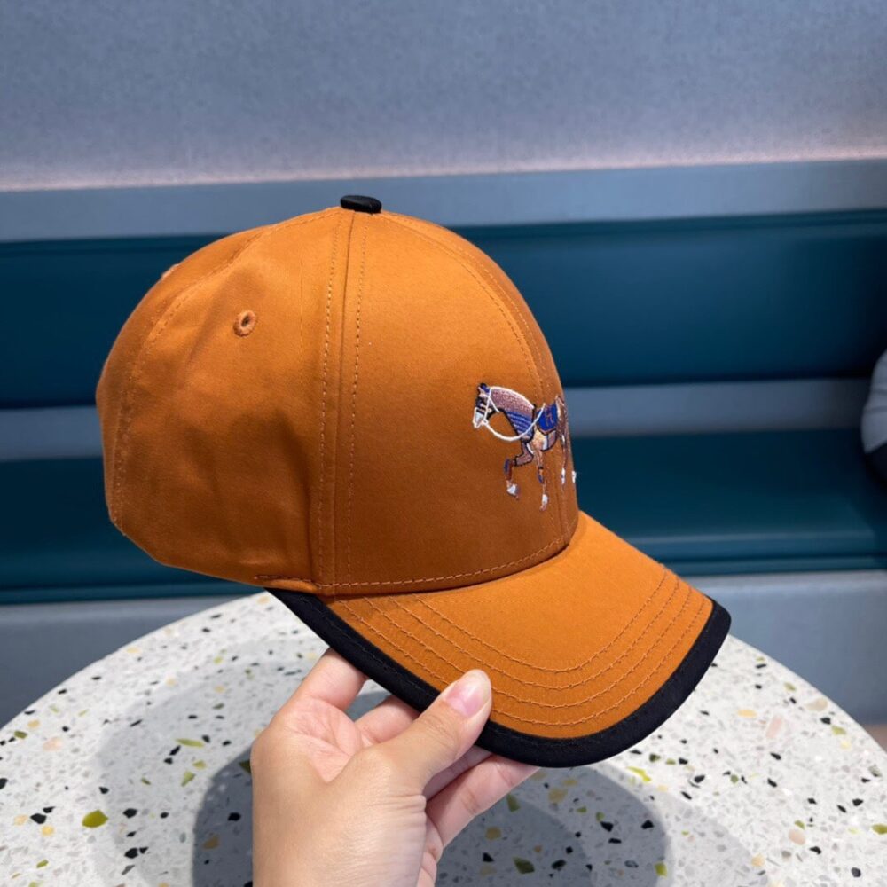 Alternative view of Hermes Canvas Baseball Cap Horse Hat Orange
