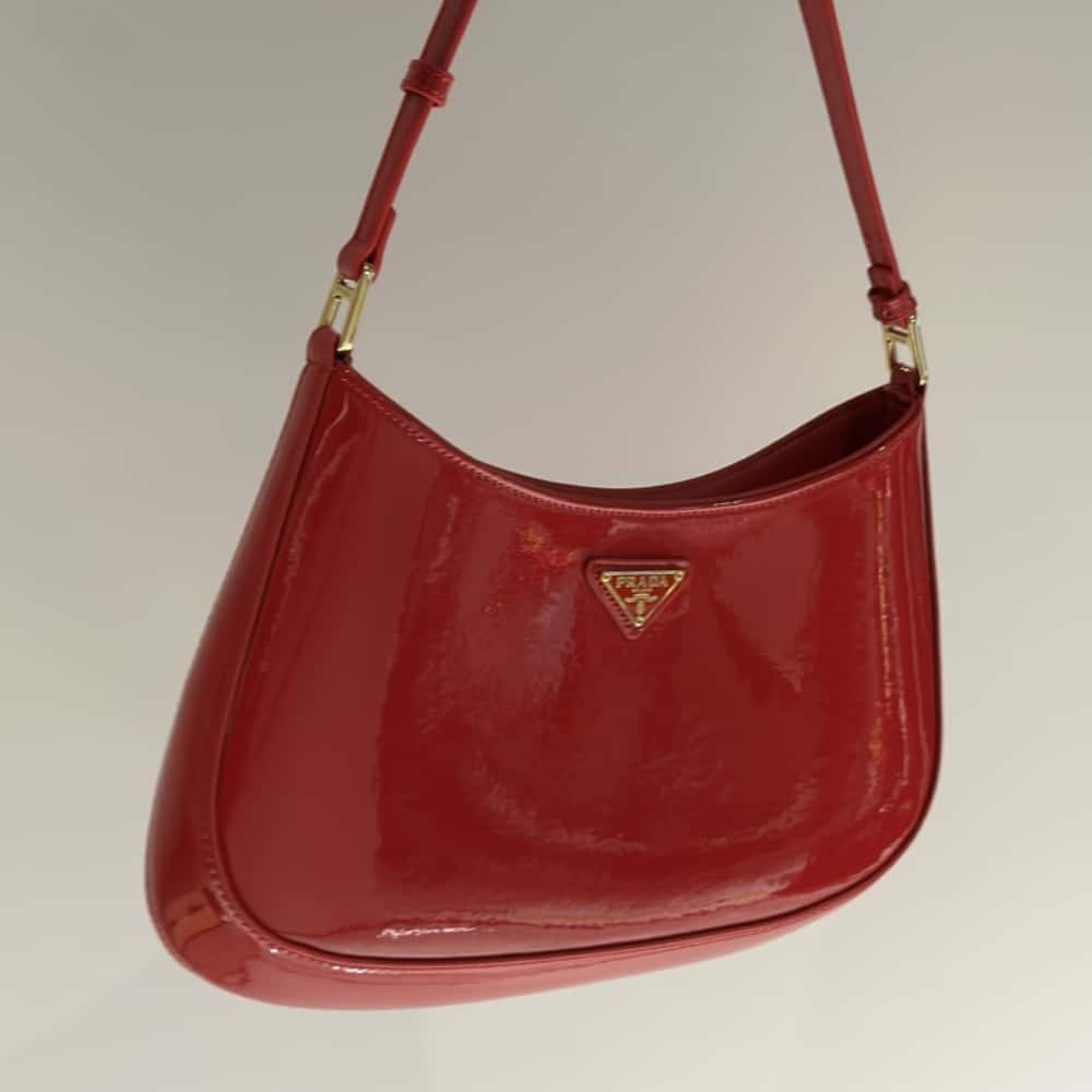 Alternative view of Prada Cleo Patent Leather Bag Cherry Red 27Cm 1BC169 069 F0E06 V HOO