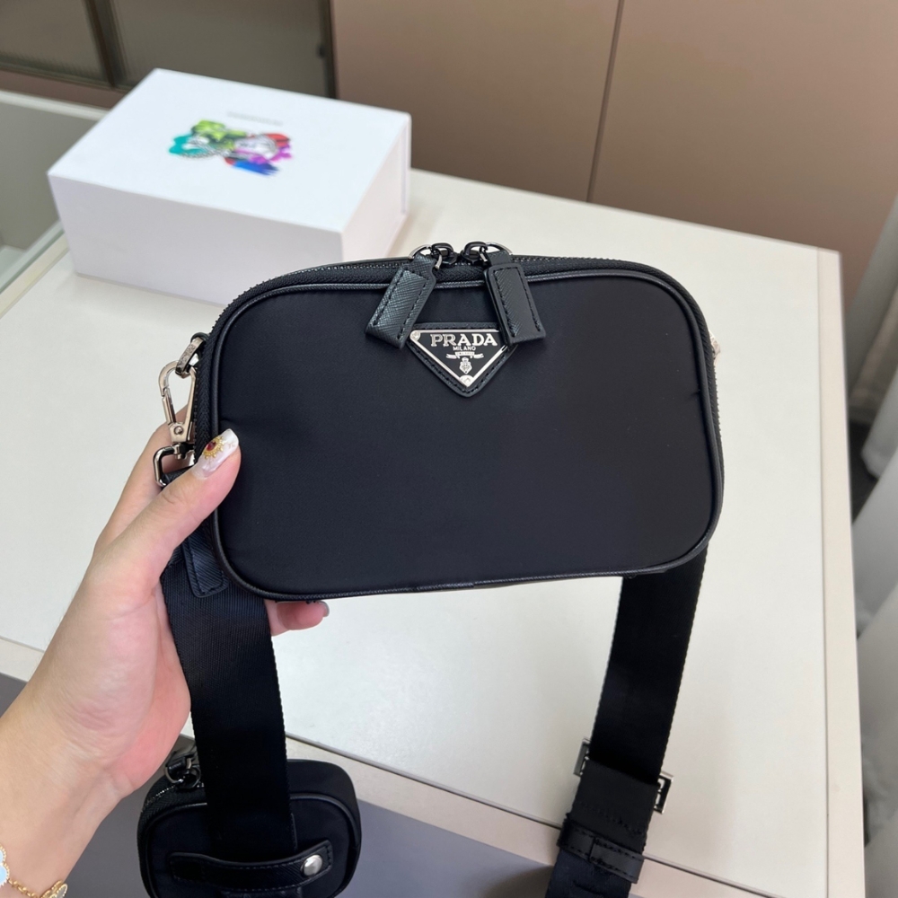 Alternative view of Prada Brique Re Nylon And Saffiano Leather Bag Black 20Cm 2VH070 2DMH F0002 V XMP