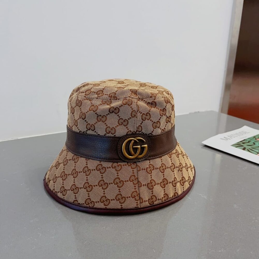 Alternative view of Gucci Canvas Bucket Hat With Double G Brown 576587 4HG62 2564