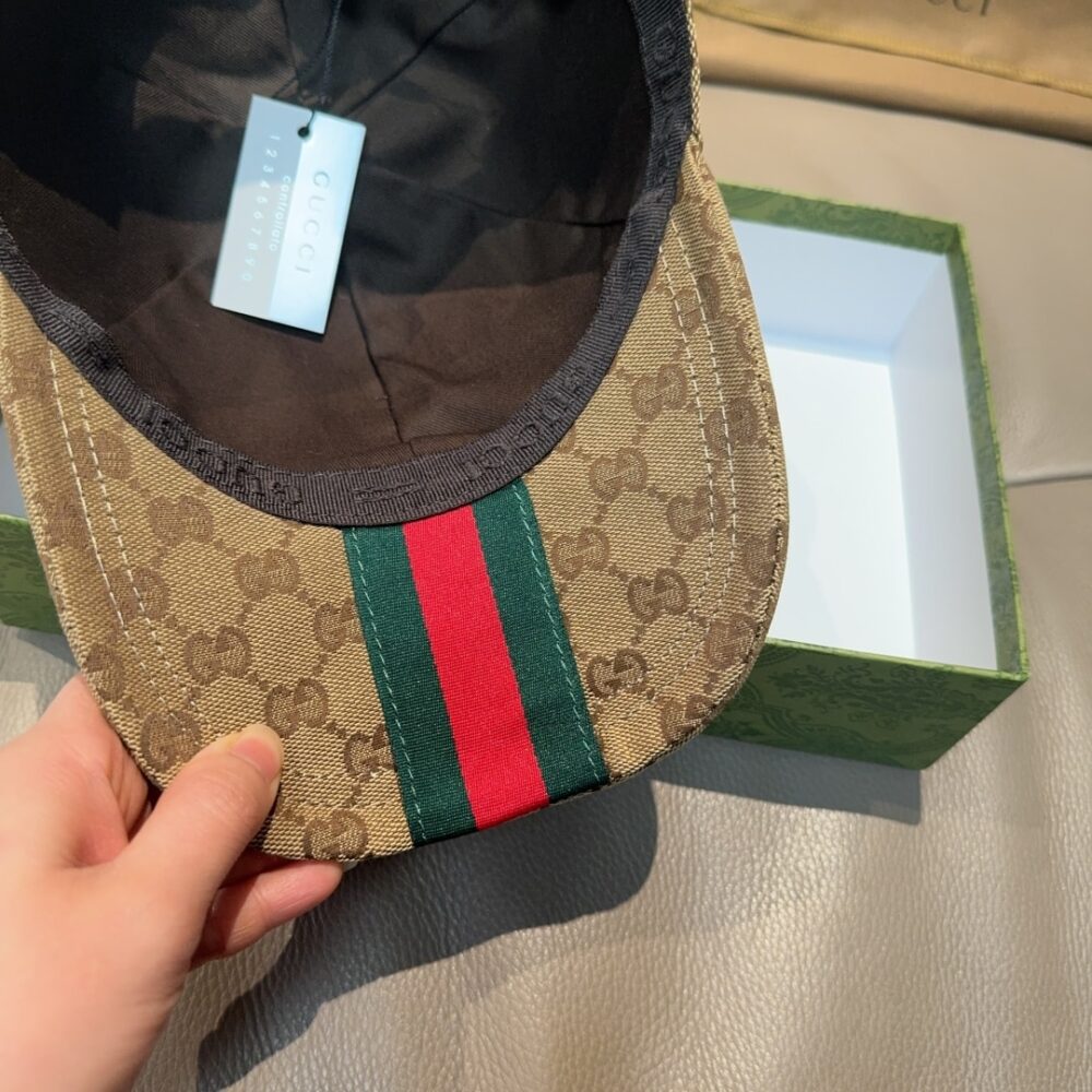 Alternative view of Gucci GG Canvas Baseball Hat Camel And Dark Brown 807834 4HBA8 9766