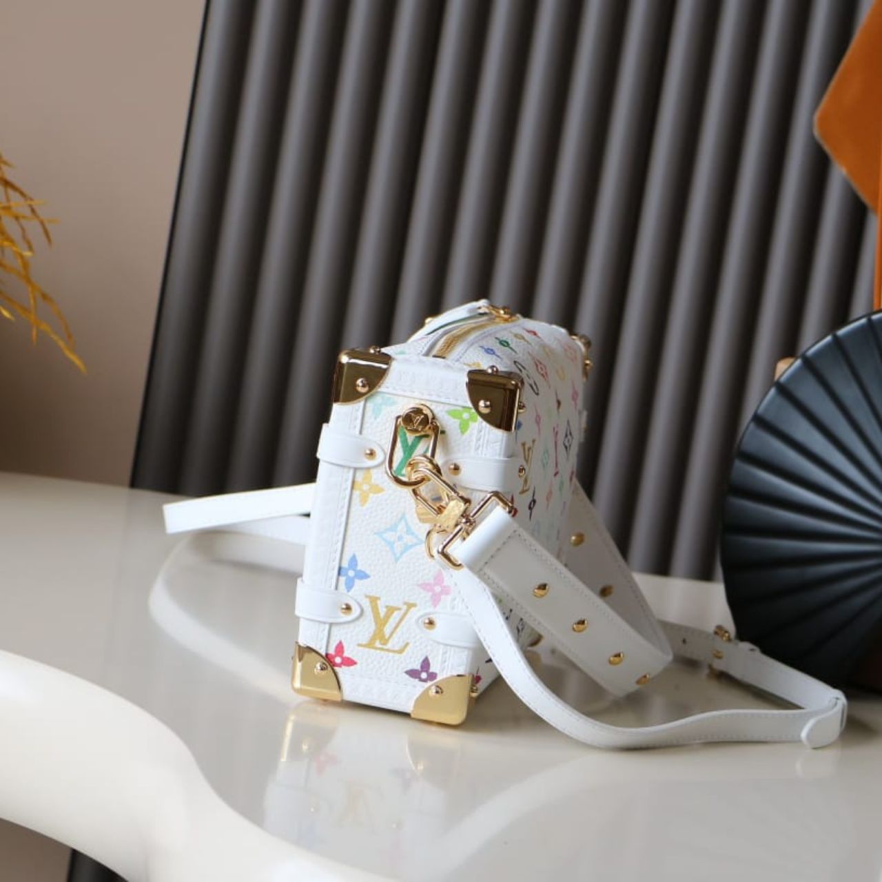 Prestige Edition - Louis Vuitton x Murakami Side Trunk MM Bag White 23Cm M14046 - Image 5