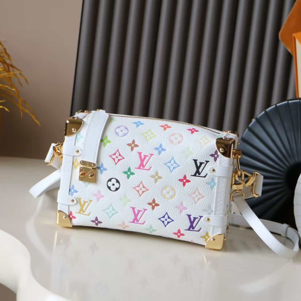 Prestige Edition - Louis Vuitton x Murakami Side Trunk MM Bag White 23Cm M14046 - Image 3