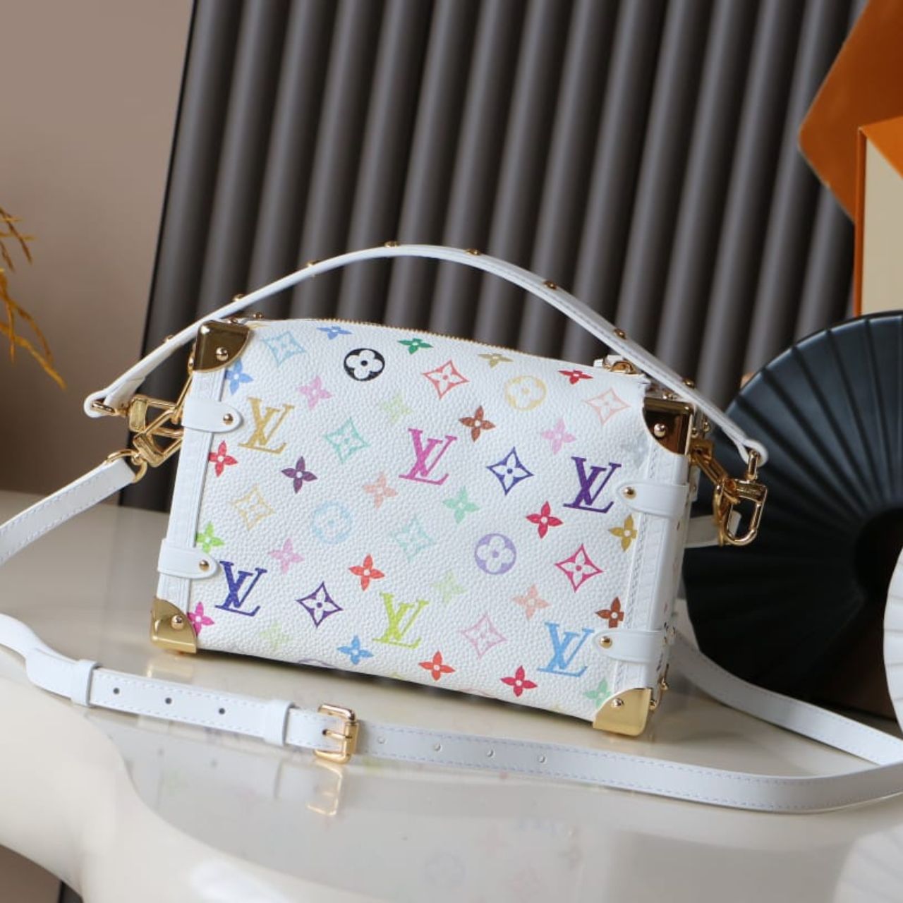 Prestige Edition - Louis Vuitton x Murakami Side Trunk MM Bag White 23Cm M14046 - Image 6