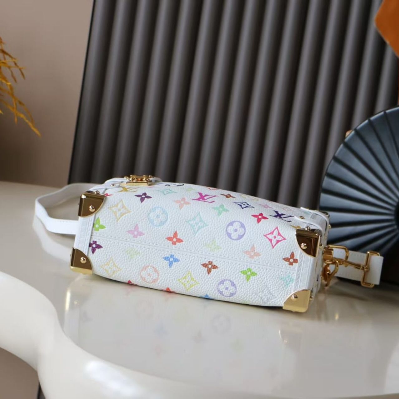 Prestige Edition - Louis Vuitton x Murakami Side Trunk MM Bag White 23Cm M14046 - Image 7