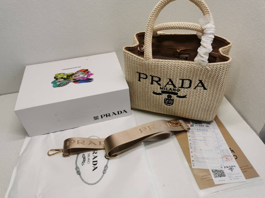 Alternative view of Prada Raffia Tote Bag In Beige 29Cm