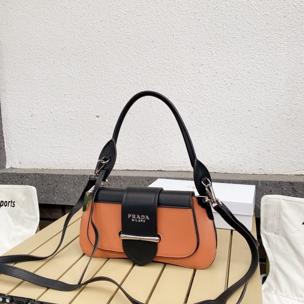 Alternative view of Prada City Sidonie Shoulder Bag Brown And Black 28Cm 1BD168 2AIX F0R6P
