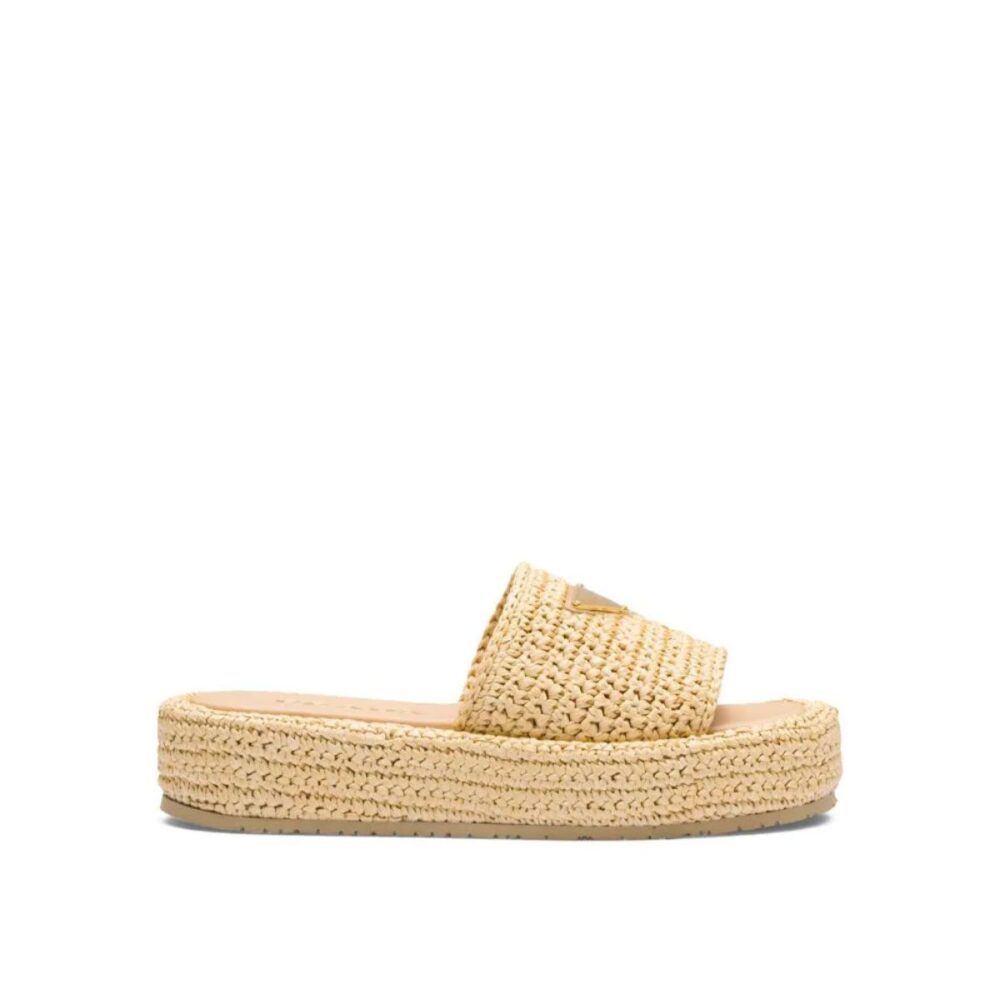 Alternative view of Prada Crochet Flatform Slides Brown