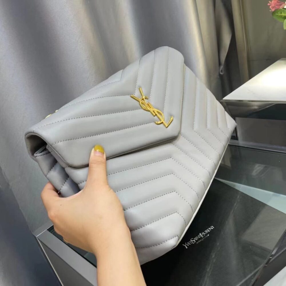 Alternative view of Saint Laurent Loulou Chain Bag In Matelasse Y Gray 32Cm