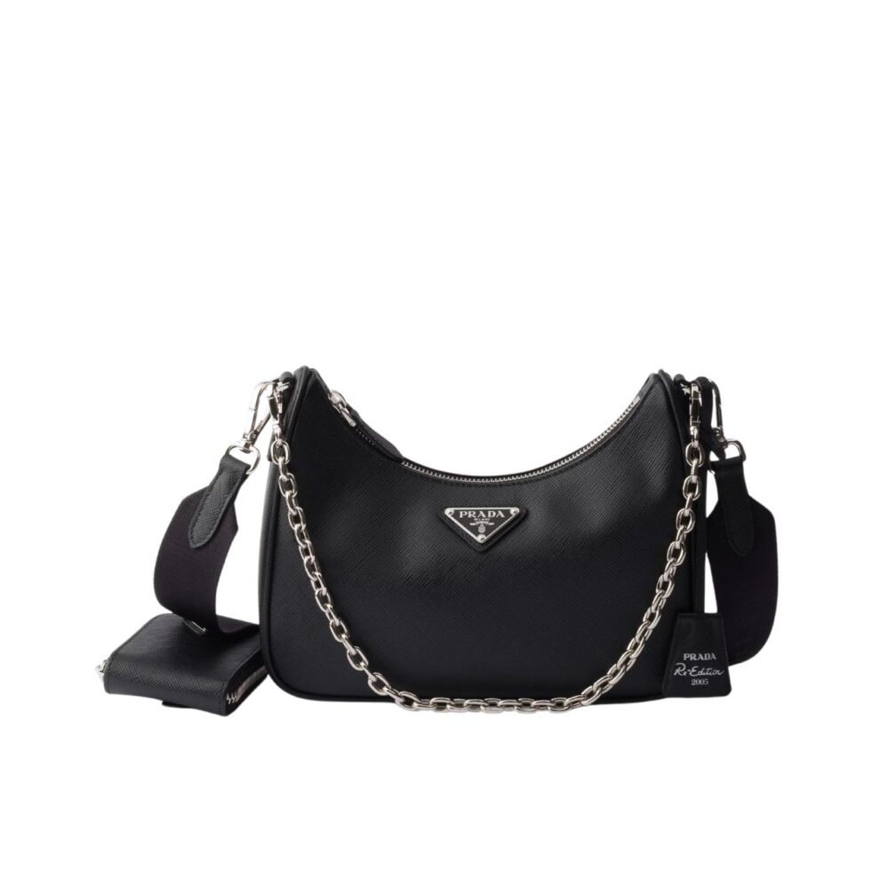 Prada Re-Edition 2005 Saffiano Leather Bag Black 22cm